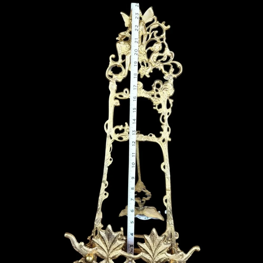 Vtg Brass Easel Fairy Angel Large 24in Eclectic Antique